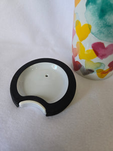 Starbucks ceramic watercolor heart mug with lid, 10oz, retired 2015 design