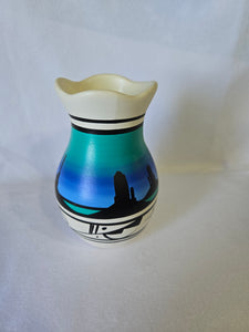 Cedar Mesa Native Navajo Vase, blue and green, 7" x 4"