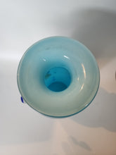 Load image into Gallery viewer, Vintage Dalian Glass Co. Blue 1960&#39;s Chinese Art Glass Snowflake Glass Vase