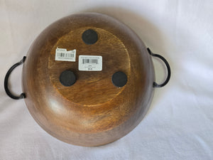 ThirstyStone Wood Salad Bowl with Iron Handles