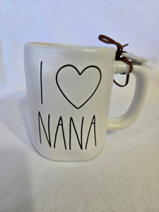 New Rae Dunn Artisan Collection Mug with charm,  "I Love Nana"