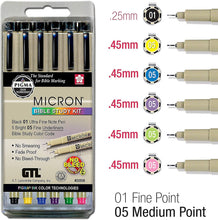 Load image into Gallery viewer, Pigma Micron Bible Study Pen Kit (Set of 6)