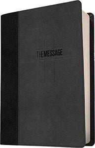 The Message Deluxe Gift Bible - Black/Slate Leather-Look