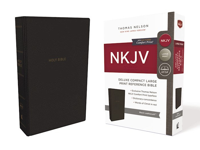 NKJV Deluxe Compact Large Print Reference Bible (Black Leathersoft)