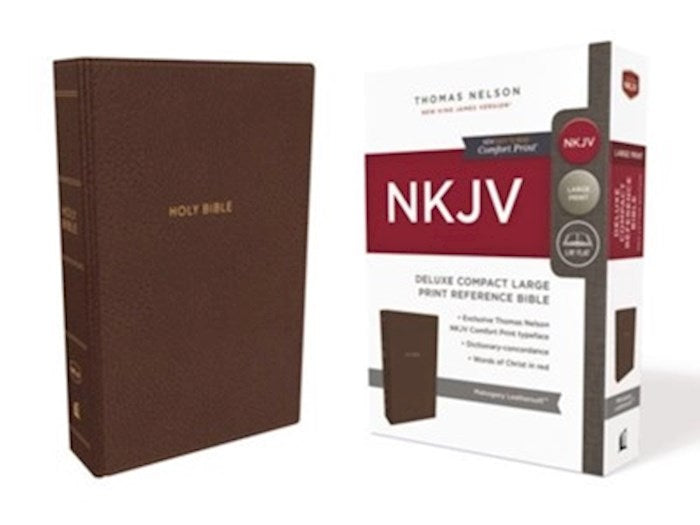 NKJV Deluxe Compact Large Print Reference Bible (Mahogany Leathersoft)
