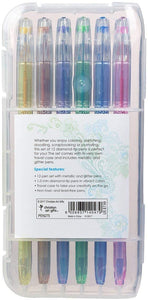 Veritas Gel Pen Set - 12 Pack Assorted Colors (6 Metallic & 6 Glitter)