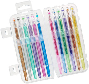 Veritas Gel Pen Set - 12 Pack Assorted Colors (6 Metallic & 6 Glitter)