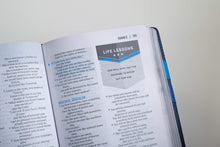 Load image into Gallery viewer, NLT Boys Life Application Study Bible: The Bible for Boys 11 &amp; up (LeatherLike Black w/ Neon Cross)