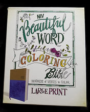 Load image into Gallery viewer, NIV Beautiful Word Coloring Bible - Large Print- LeatherSoft - Purple/Tan