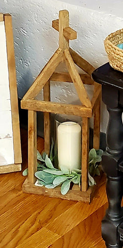 Wood Lantern - Cross