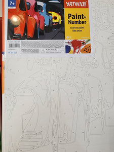 Paint by Numbers for Adults and Kids, Acrylic Painting Kit - Bright Cars