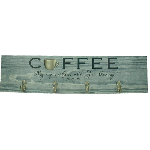 Coffee Mug Wall Rack w/4 Hooks