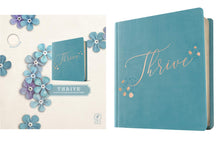 Load image into Gallery viewer, NLT THRIVE Creative Journaling Devotional Bible (Hardcover LeatherLike, Teal Blue with Rose Gold)