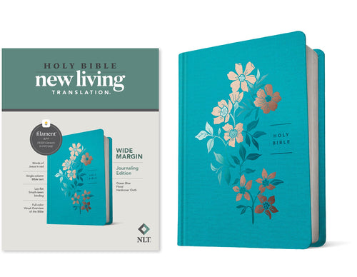 NLT Wide Margin Bible / Filament Enabled Edition (Ocean Blue Floral Harcover)