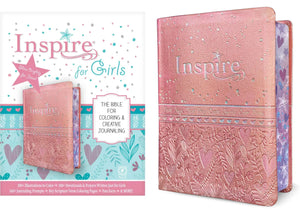 NLT Inspire Bible for Girls: The Bible for Coloring & Creative Journaling (LeatherLike, Pink)