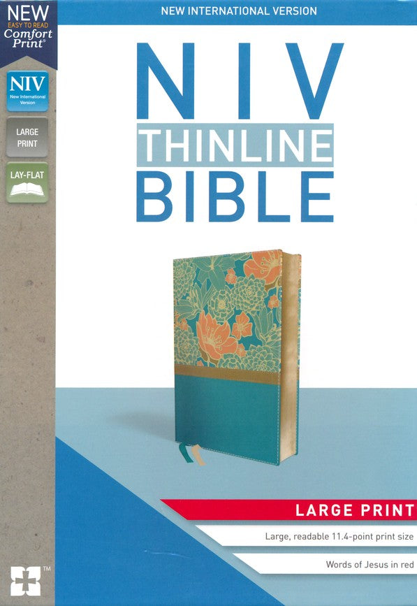 NIV Thinline Bible Large Print (Turquoise Floral Leathersoft)
