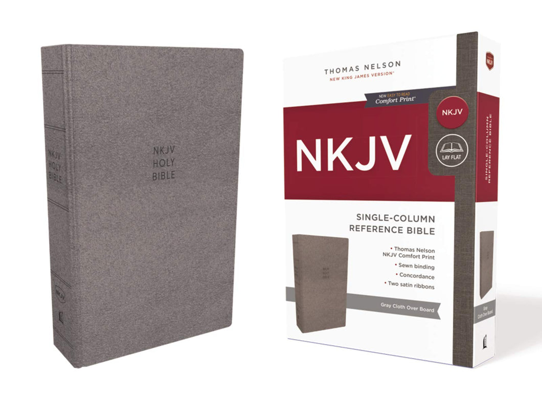 NKJV Single-column Reference Bible (Gray Cloth over Board)