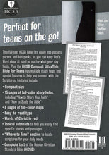 Load image into Gallery viewer, HCSB Compact UltraThin Bible for Teens, (Black and Silver LeatherTouch)