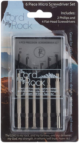 Micro Screwdriver Set w/Case-The Lord is My Rock (6 Pc) (Psalm 18:2 KJV)
