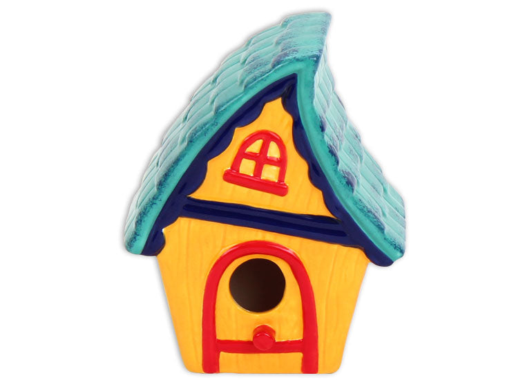Ceramic Whimsical Bird House w/ Bird