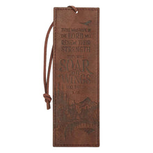 Load image into Gallery viewer, Bookmark - Soar on Wings - Isaiah 40:31 (Brown Faux Leather)
