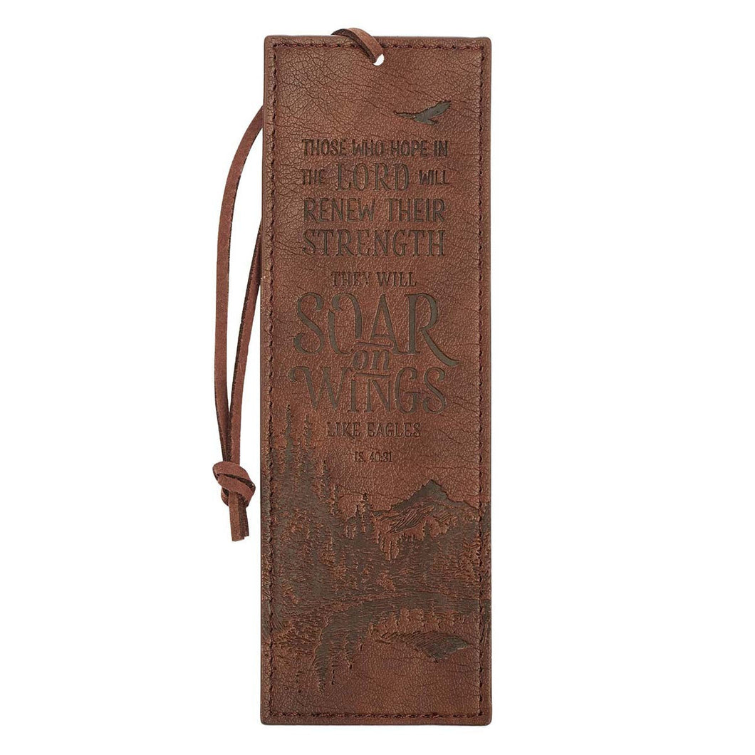 Bookmark - Soar on Wings - Isaiah 40:31 (Brown Faux Leather)