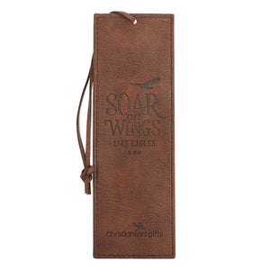 Bookmark - Soar on Wings - Isaiah 40:31 (Brown Faux Leather)