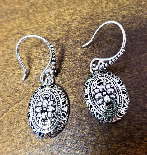 Earrings - Sterling Silver Powerful Flower Hook Earrings