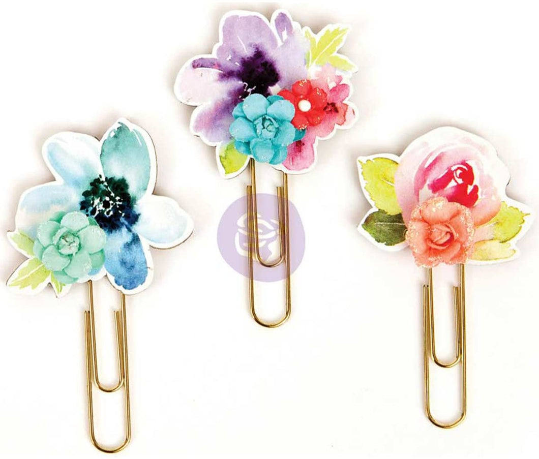 My Prima Planner Clips-Watercolor Florals (Prima Marketing)