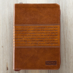 Journal - Strong and Courageous, Joshua 1:5-7 (Zippered Classic LuxLeather Journal)