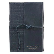 Load image into Gallery viewer, Journal - I Know the Plans - Jeremiah 29:11 (Full Grain Leather Journal with Wrap Closure, Navy)
