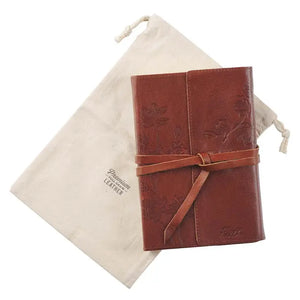 Journal - Faith (Full Grain Leather Journal with Wrap Closure, Brown)