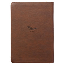 Load image into Gallery viewer, Journal - They will Soar - Isaiah 40:31 (Brown Faux Leather Classic Journal with Zipped Closure)