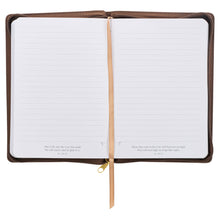 Load image into Gallery viewer, Journal - They will Soar - Isaiah 40:31 (Brown Faux Leather Classic Journal with Zipped Closure)