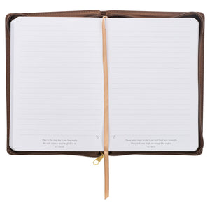 Journal - They will Soar - Isaiah 40:31 (Brown Faux Leather Classic Journal with Zipped Closure)
