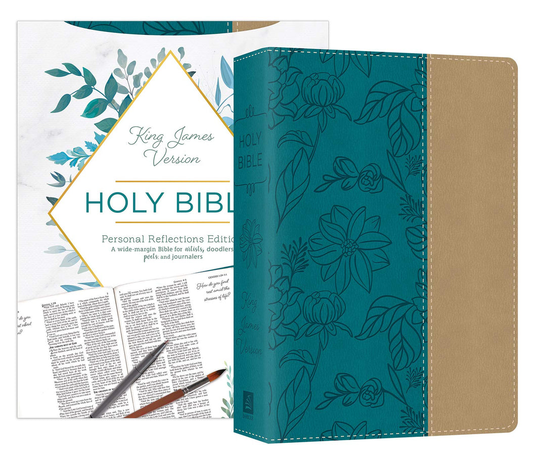 KJV Holy Bible Personal Reflections Edition with Prompts (Imitation Leather, Teal Garden)