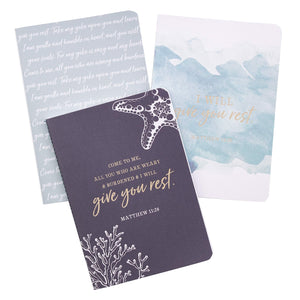Journal - Set of 3 Notebooks - Come to Me, I will Give You Rest