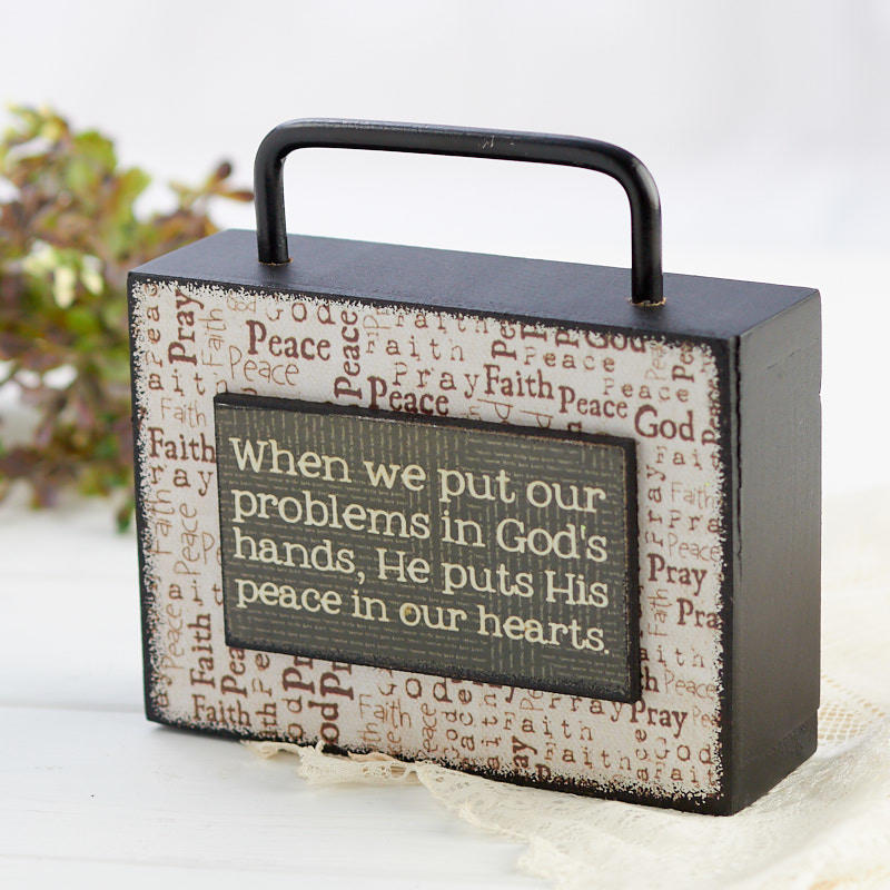 Wood Block Sign - Our Problems in God's Hands