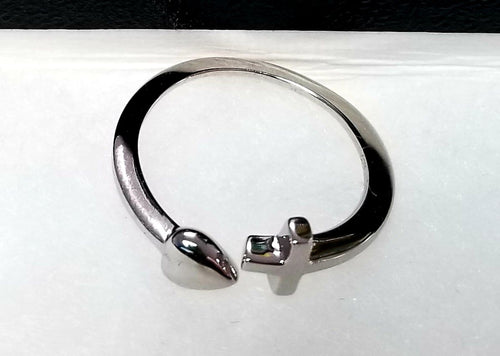 Ring - Sterling Silver Heart and Cross Adjustable Ring