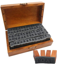 Load image into Gallery viewer, Stamps - 70 Pcs Wood Alphabet Stamps Set, Wooden Rubber Number Letter and Symbol Stamps with Wooden Storage Box