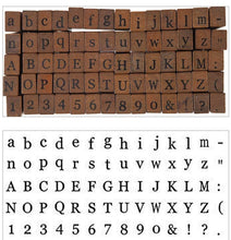 Load image into Gallery viewer, Stamps - 70 Pcs Wood Alphabet Stamps Set, Wooden Rubber Number Letter and Symbol Stamps with Wooden Storage Box