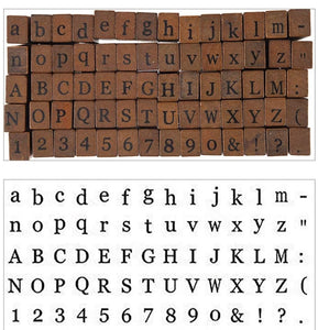 Stamps - 70 Pcs Wood Alphabet Stamps Set, Wooden Rubber Number Letter and Symbol Stamps with Wooden Storage Box