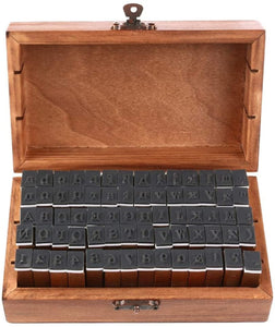 Stamps - 70 Pcs Wood Alphabet Stamps Set, Wooden Rubber Number Letter and Symbol Stamps with Wooden Storage Box