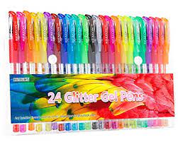 Glitter Gel Pens Set of 24 Colored Glitter Pens