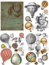 Load image into Gallery viewer, Transfer Art - Hot Air Balloons &amp; Clocks (Dixie Belle)